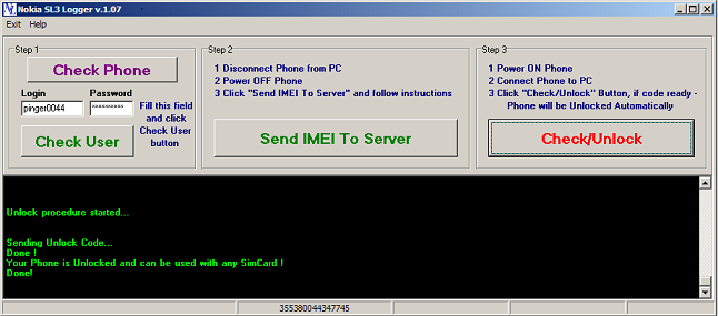 SL3 Unlocker Software when completed SL3 Unlocker Completed